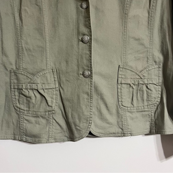 Women’s. D & Co Green Blazer Jacket Tulip Pockets Size Medium - Picture 3 of 8
